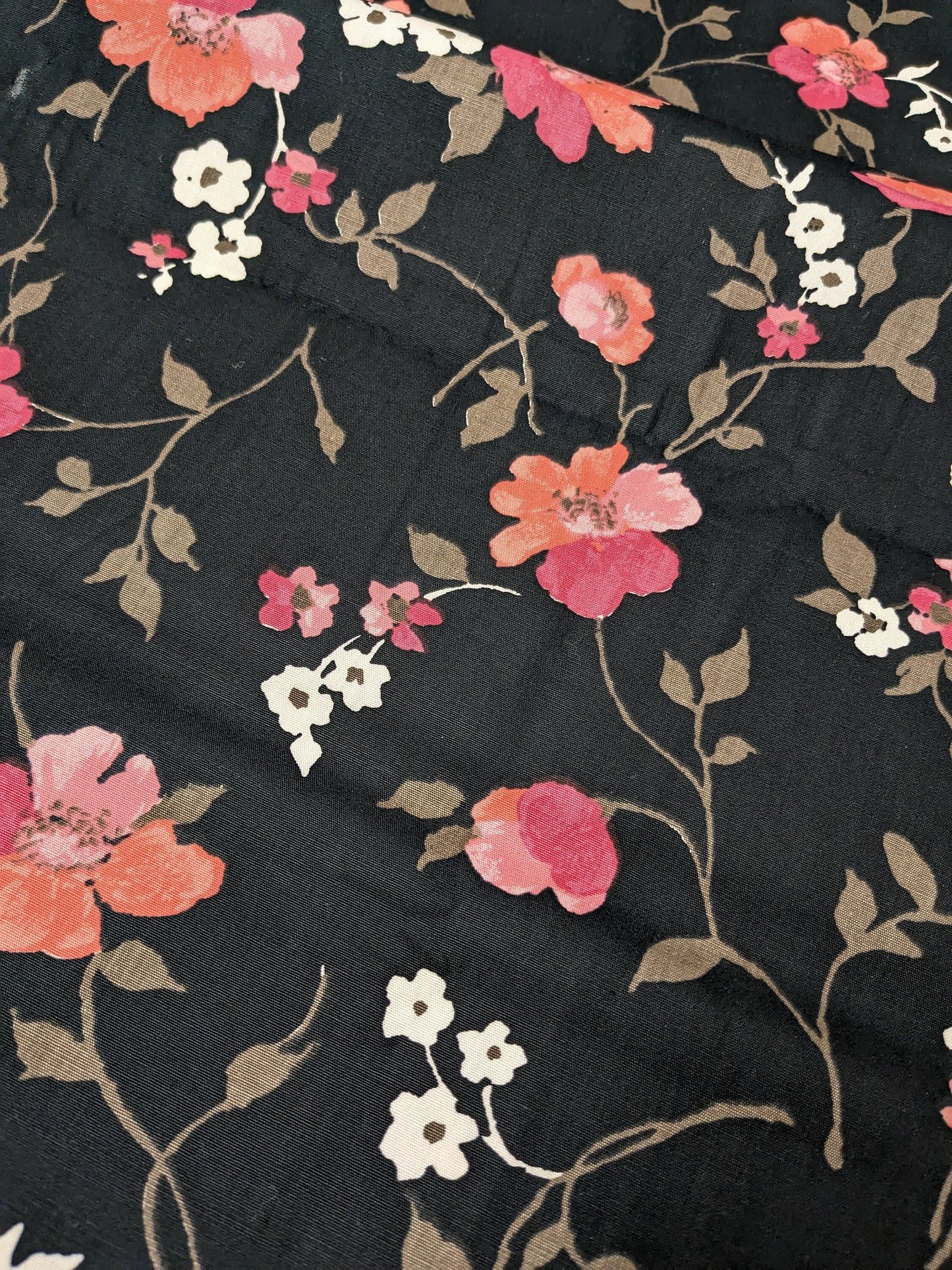 1 Yard - J. Manes Co Inc. Black Floral Cotton Fabric