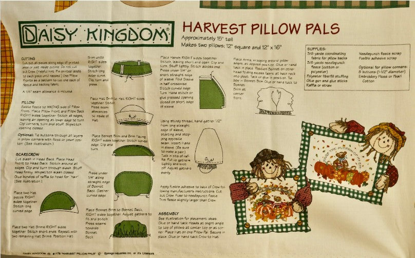 Daisy Kingdom Harvest Pillow Pal Panel