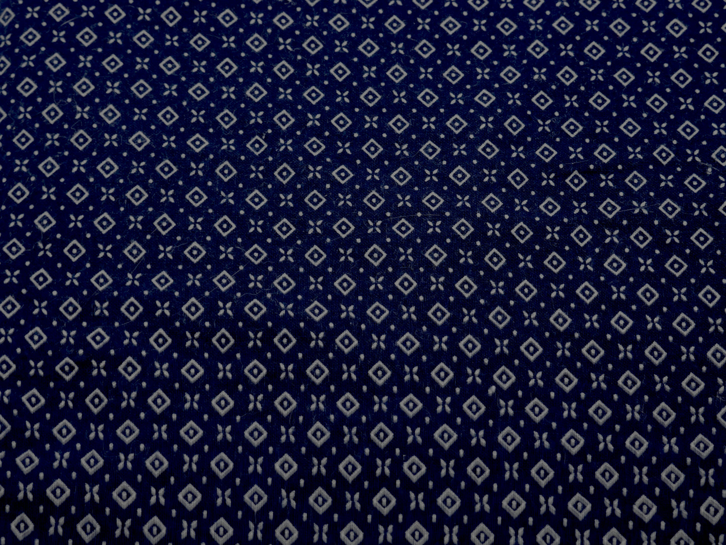 3 ⅞ Yards - Navy Blue Cotton with White Diamond Print