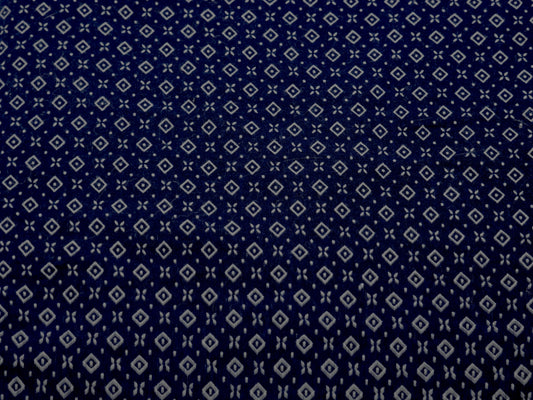 3 ⅞ Yards - Navy Blue Cotton with White Diamond Print