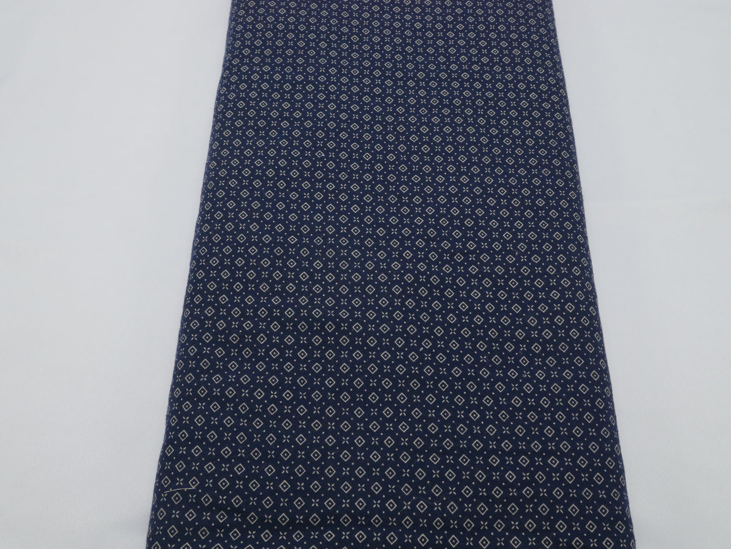 3 ⅞ Yards - Navy Blue Cotton with White Diamond Print