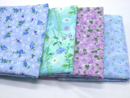 Spring Cotton Bundle - ½ Yard Blue & Green Florals