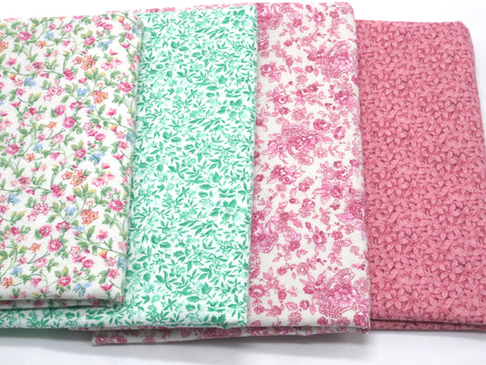 Spring Cotton Bundle - ½ Yard Pink & Green Florals