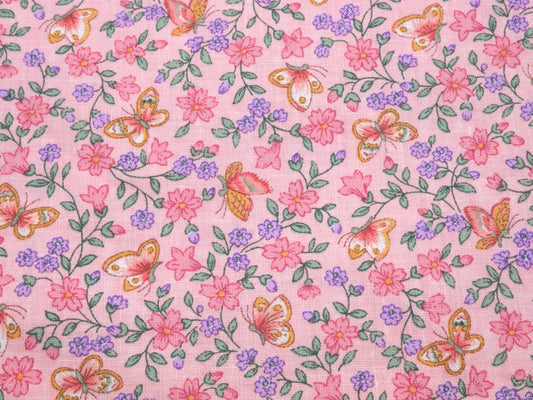 1 ⅜ Yards - Pink Butterfly Quilting Cotton