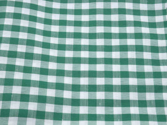 3 Yards - Forest Green Gingham Fabric, Large Check