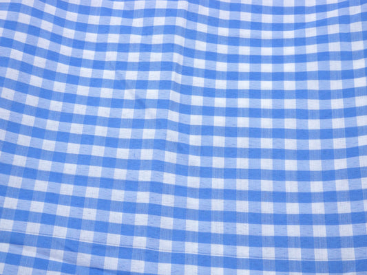 2 Yards - Light Blue Gingham Fabric, Large Check