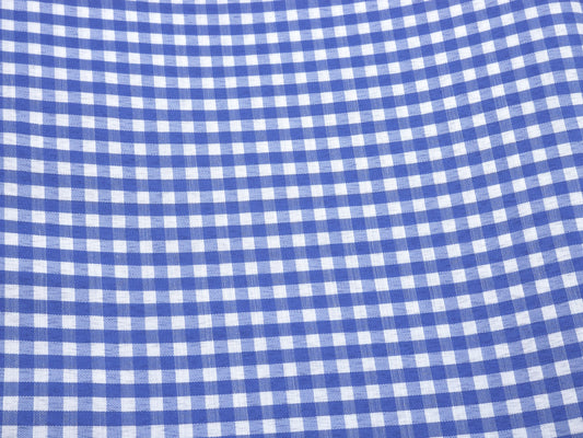 1 ⅝ Yards - Blue Gingham Fabric, Medium Check