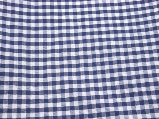 2 Yards - Navy Blue Gingham Fabric, Medium Check