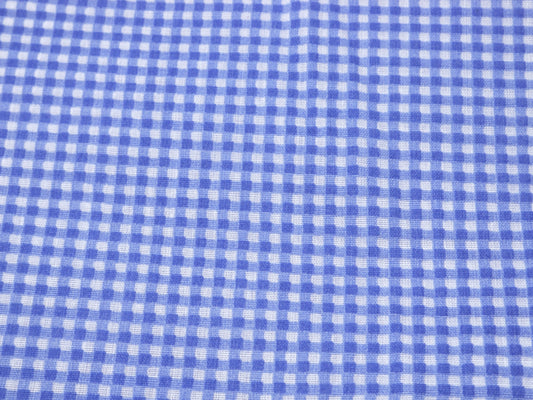 3 Yards - Blue Gingham Fabric, Small Check