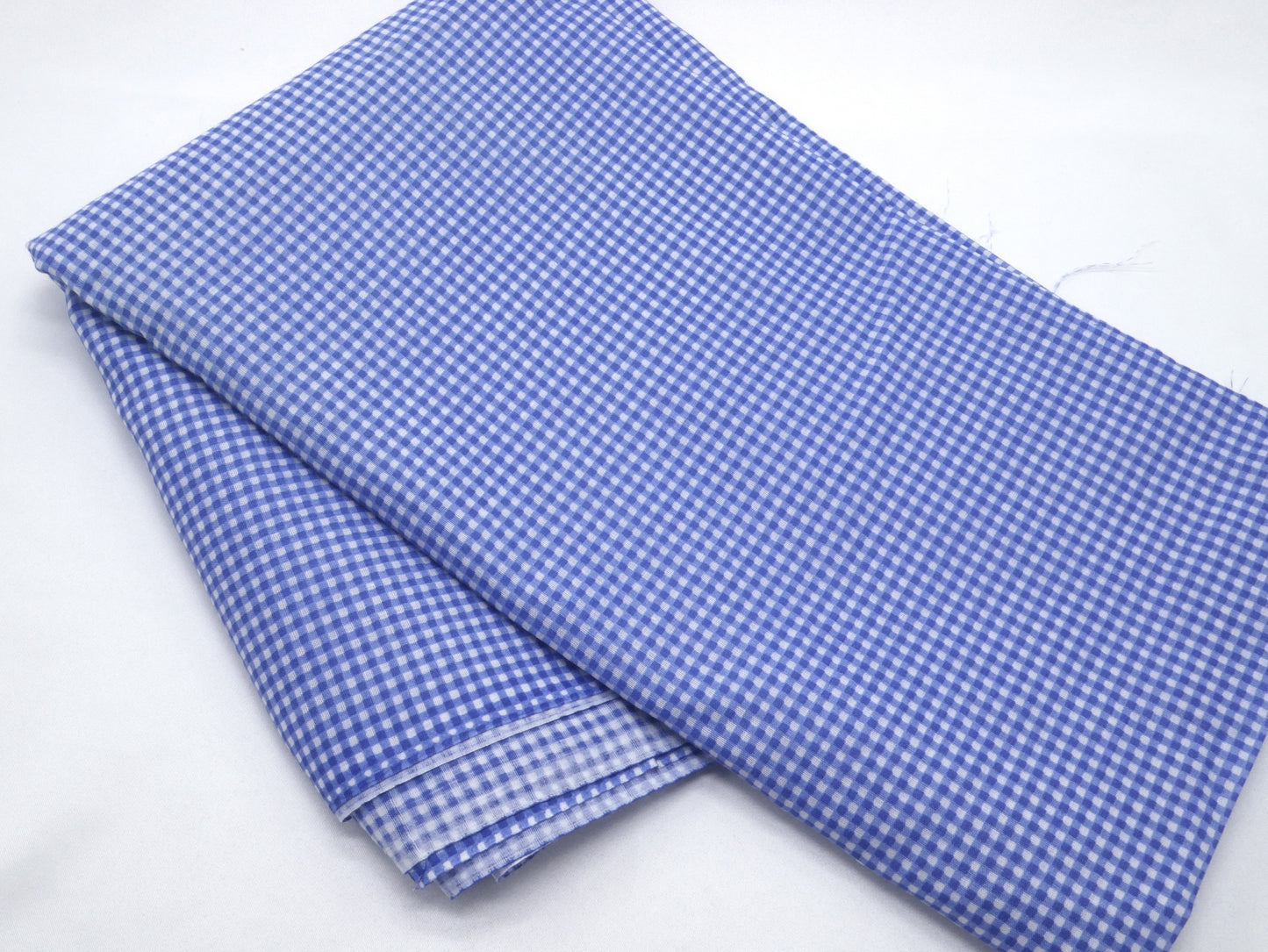 3 Yards - Blue Gingham Fabric, Small Check