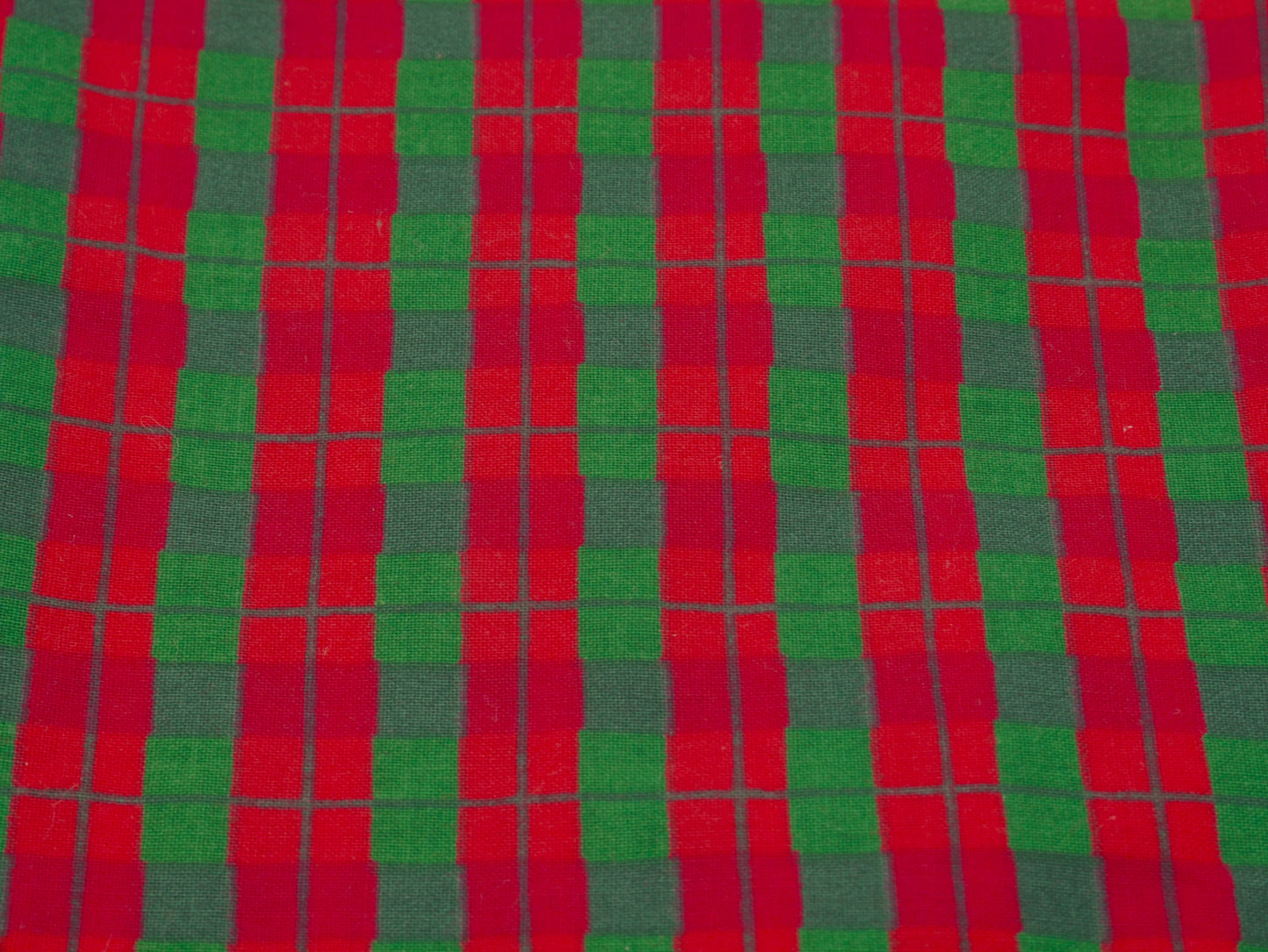 1 ¼ Yards - Green and Red Plaid Fabric