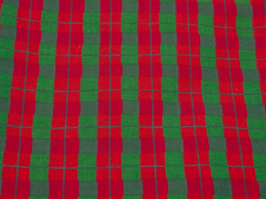 1 ¼ Yards - Green and Red Plaid Fabric