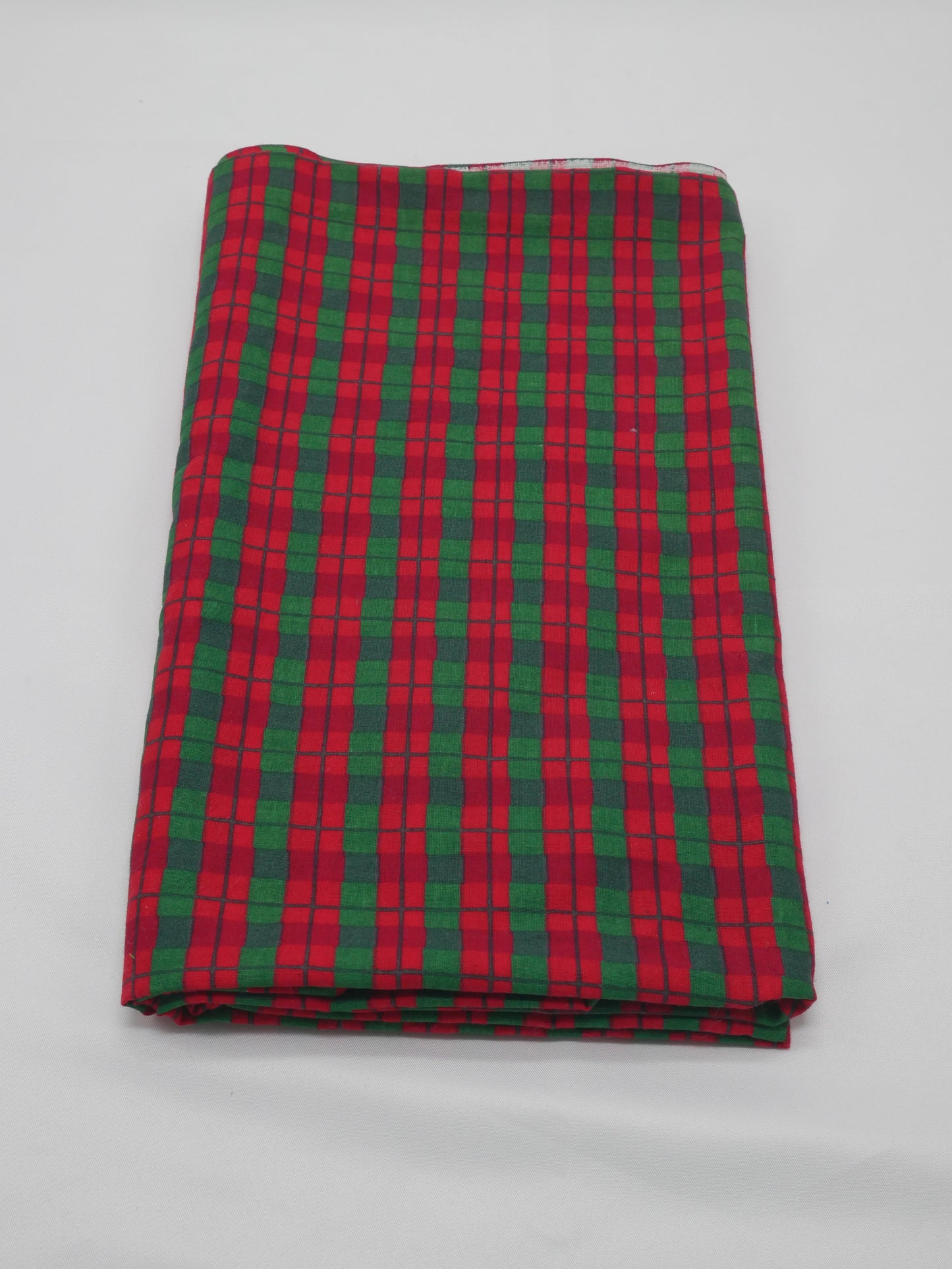 1 ¼ Yards - Green and Red Plaid Fabric