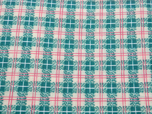 1 Yard - Green and Red Plaid Fabric