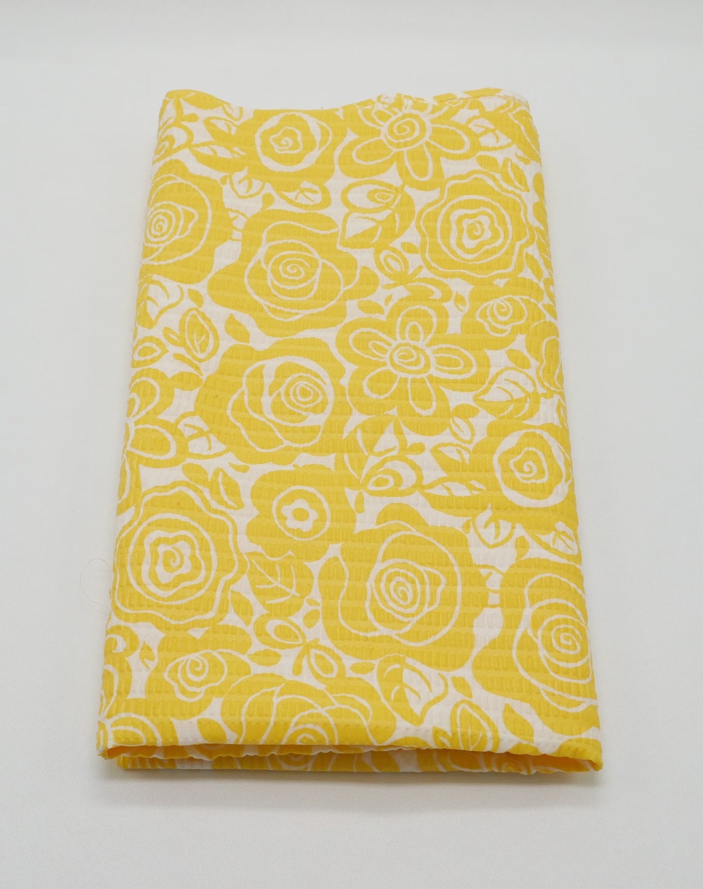 1 Yard -  Bright Yellow Flower Textured Fabric