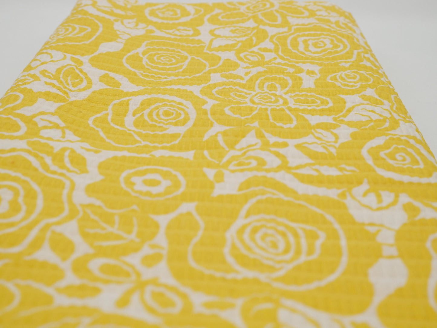 1 Yard -  Bright Yellow Flower Textured Fabric