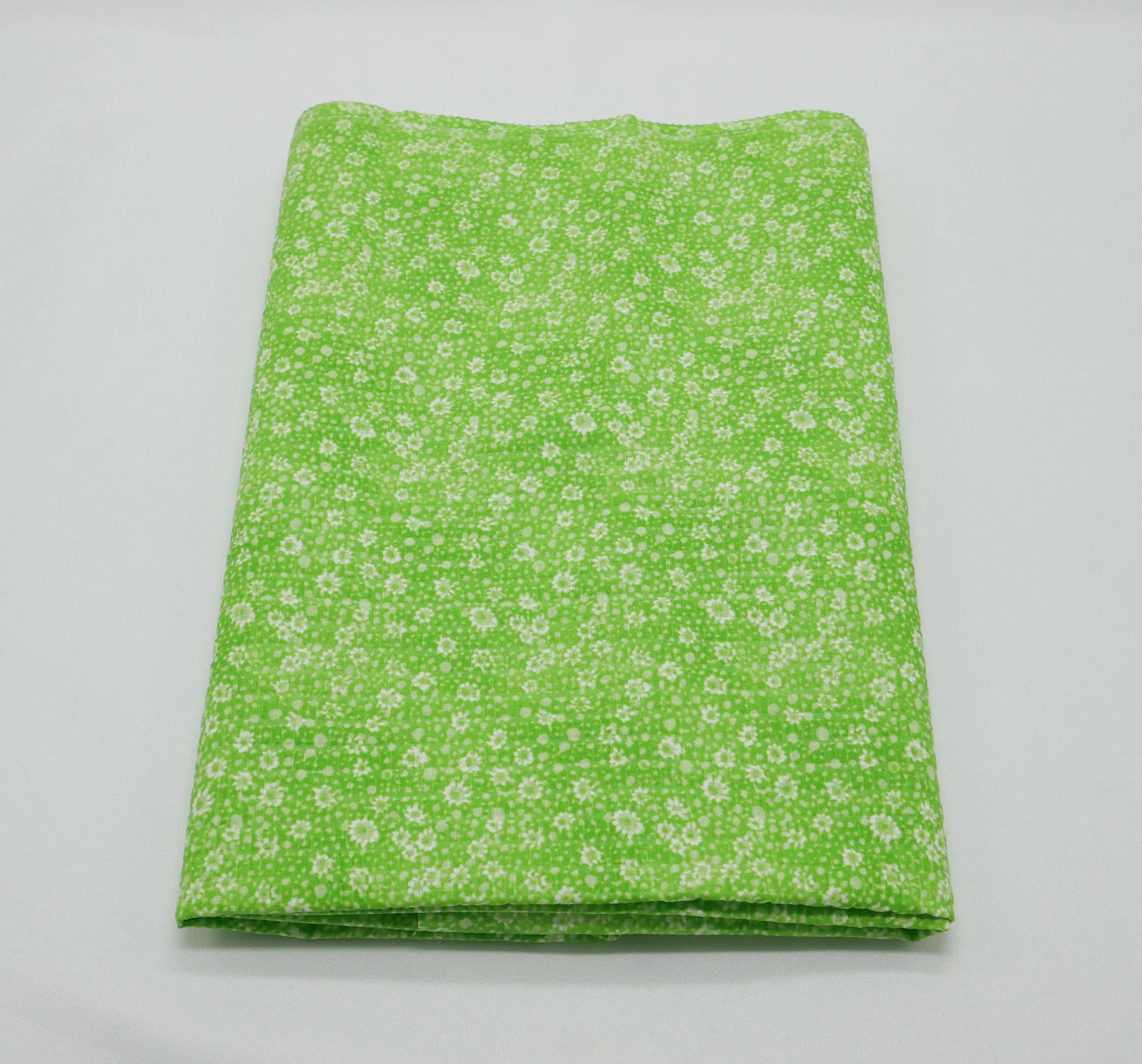 1 Yard - Bright Green Floral Textured Fabric