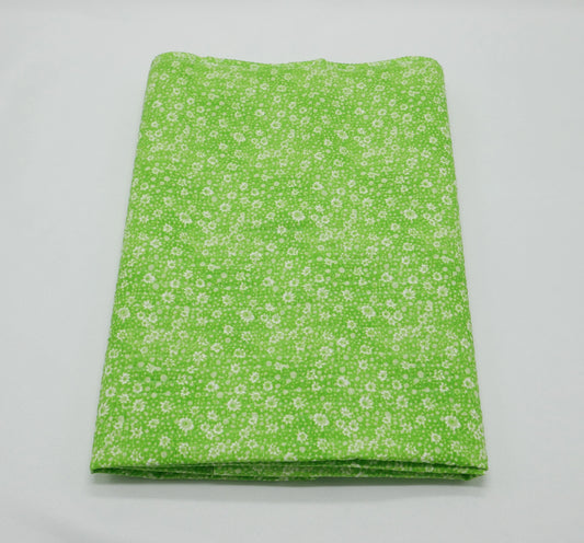 1 Yard - Bright Green Floral Textured Fabric