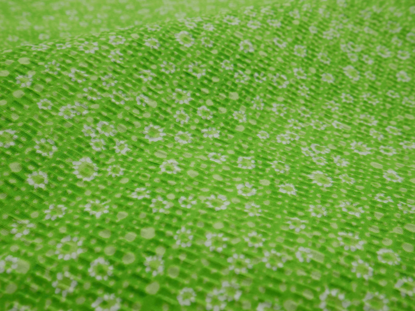 1 Yard - Bright Green Floral Textured Fabric