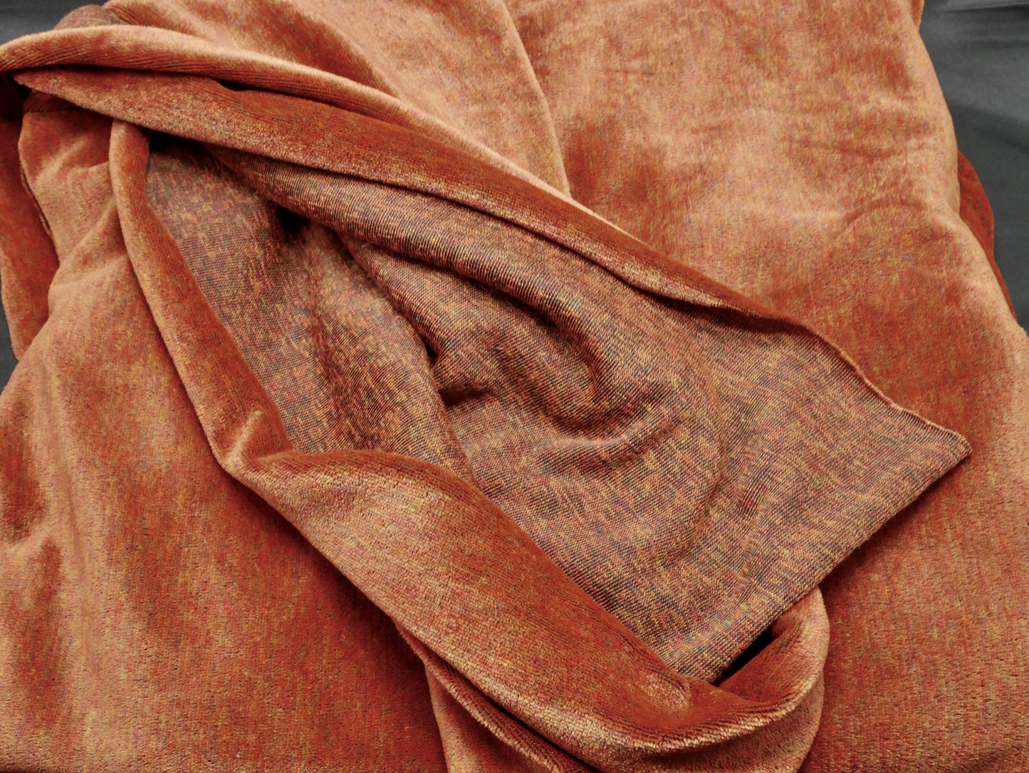 1 ¾ Yards - Rust Orange Velour Knit Fabric