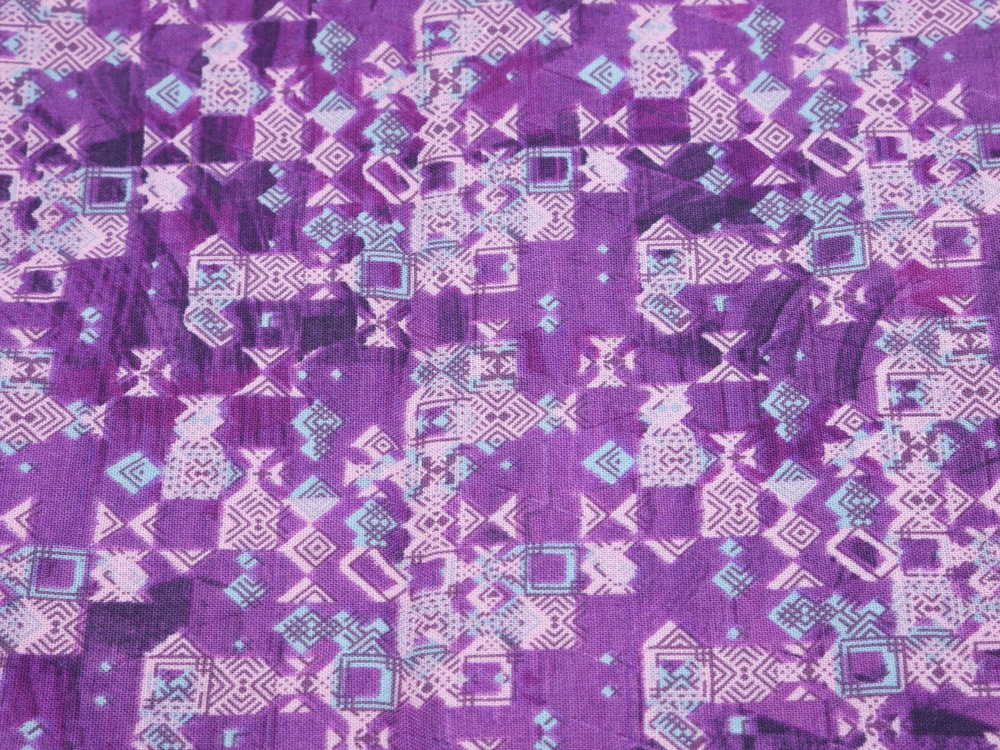 1 ⅜ Yards - Purple Geometric Print Fabric