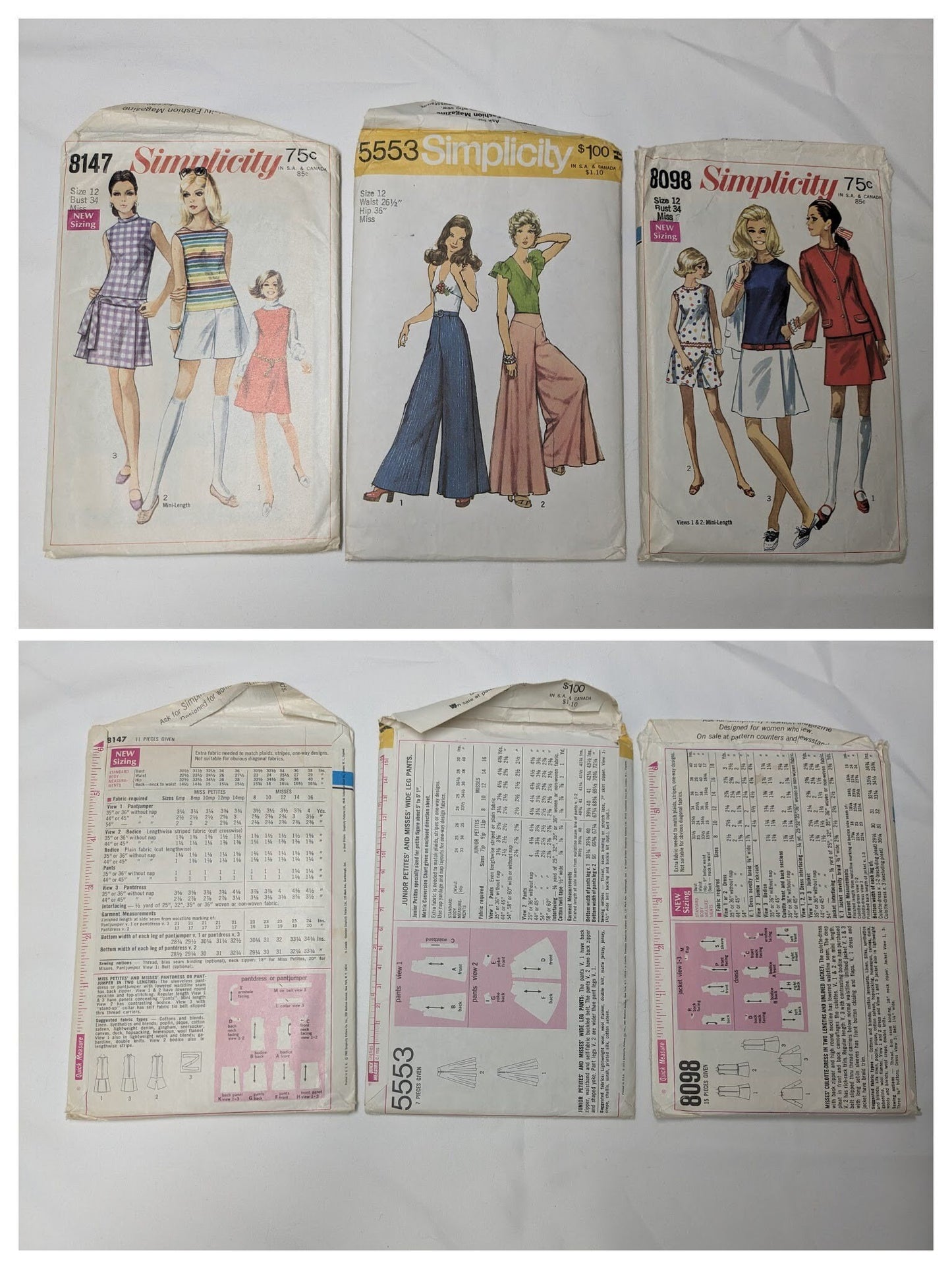 Vintage Simplicity Pattern Bundles, Size 12, Miss