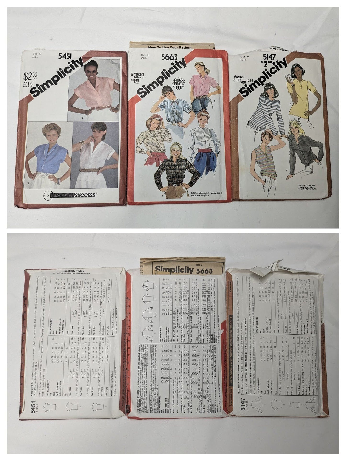 Vintage Simplicity Pattern Bundles, Size 10, Miss