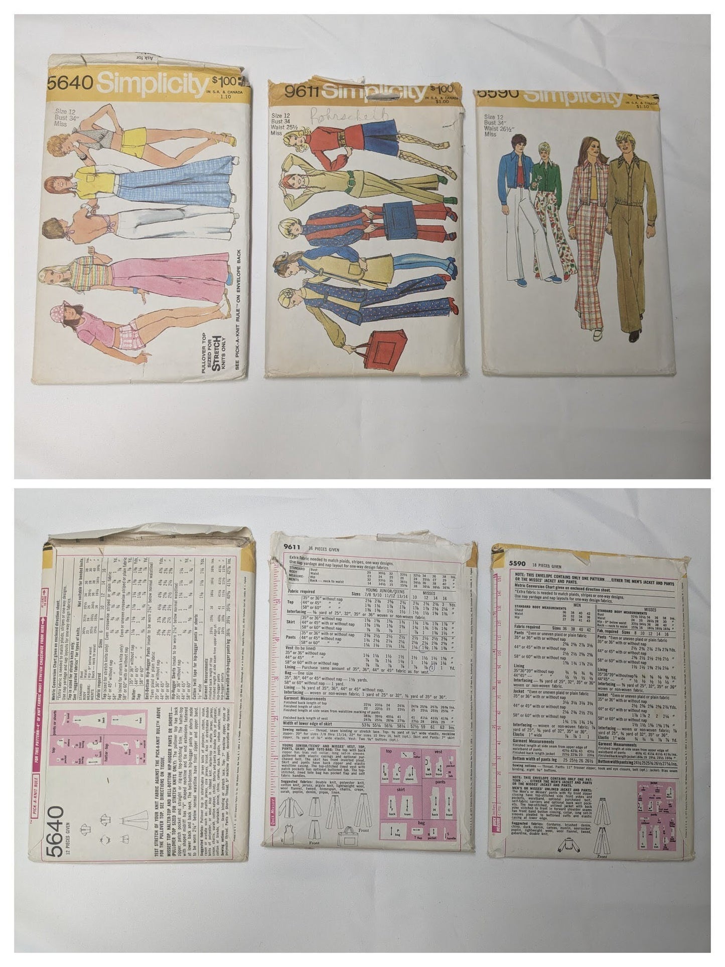 Vintage Simplicity Pattern Bundles, Size 12, Miss