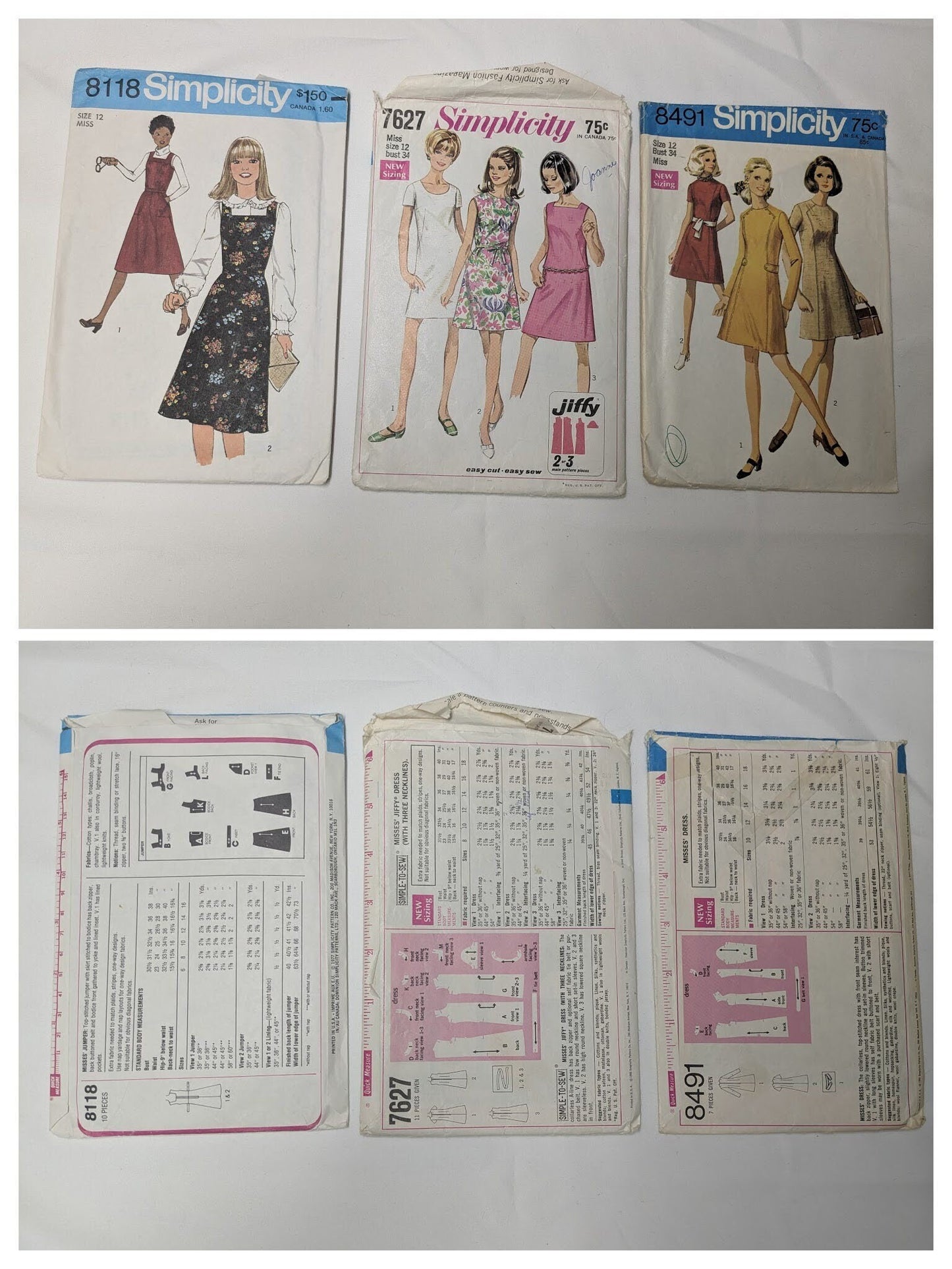 Vintage Simplicity Pattern Bundles, Size 12, Miss